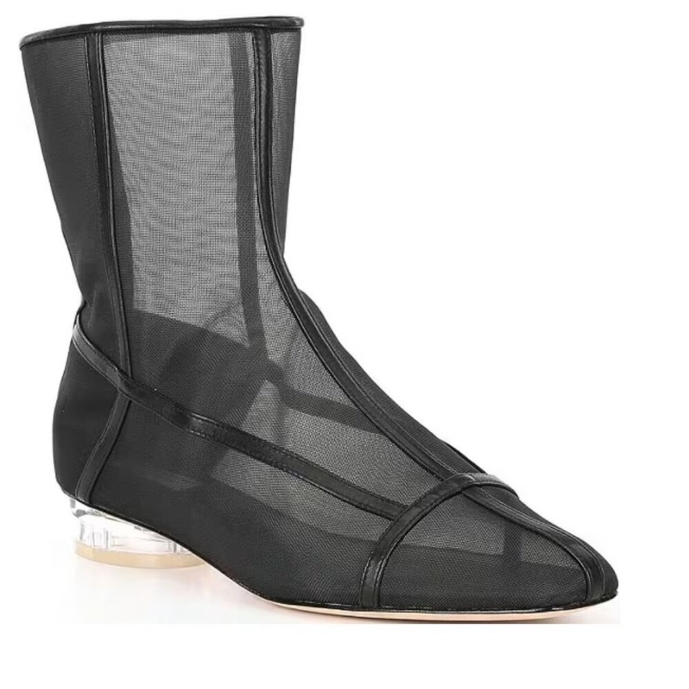Antonio Melani Elizabeth Damrich femme cage mesh black ankle booties 6.5 NWOB